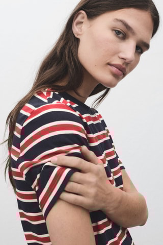 T-shirt coton à rayures - Bleu marine