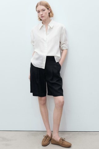 Bermuda lin ceinture - Noir