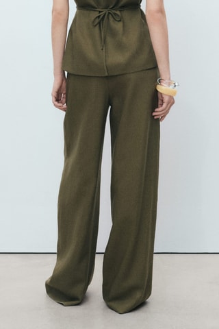 Pantalon mélange de lin pinces - Kaki