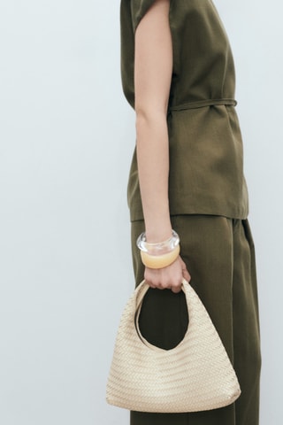 Pantalon mélange de lin pinces - Kaki