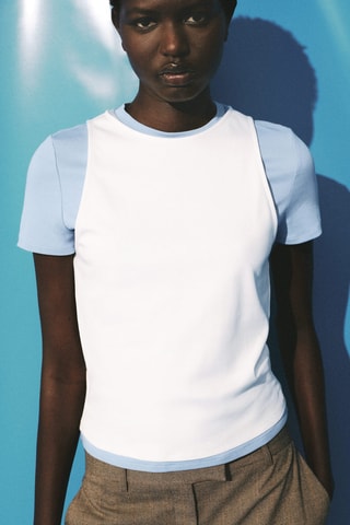 T-shirt coton double - Bleu clair