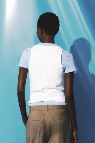 T-shirt coton double - Bleu clair