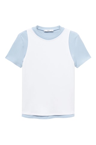T-shirt coton double - Bleu clair