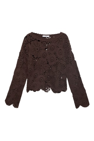 Pull-over crochet fleurs - Chocolat