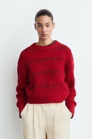 Pull en maille ajourée - Rouge