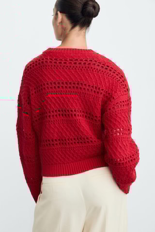 Pull en maille ajourée - Rouge
