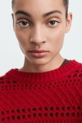 Pull en maille ajourée - Rouge