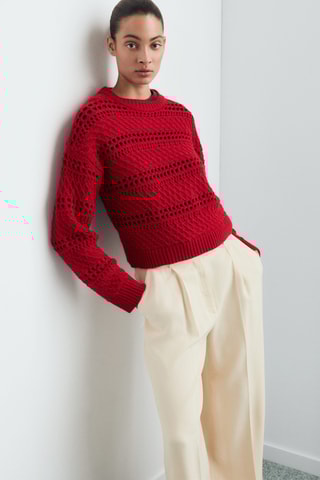Pull en maille ajourée - Rouge