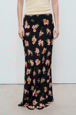 Jupe fleur fini dentelle - Noir