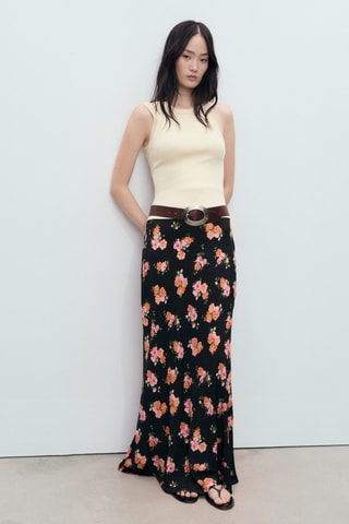 Jupe fleur fini dentelle - Noir