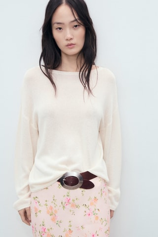 Jupe fleurie avec détail en dentelle - Rose pastel