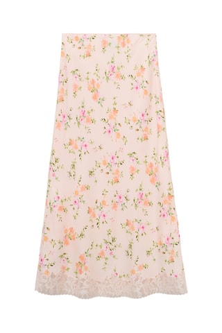 Jupe fleurie avec détail en dentelle - Rose pastel