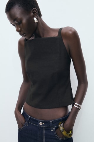 Top lazos en la parte posterior - Negro