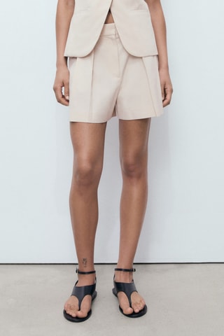 Short de costume à pinces - Beige