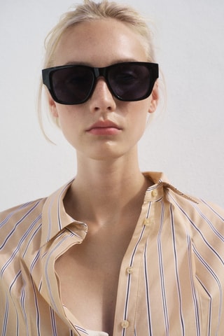 Chemise rayures manches courtes - Marron