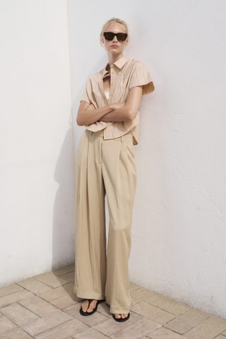 Chemise rayures manches courtes - Marron