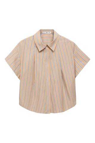 Chemise rayures manches courtes - Marron