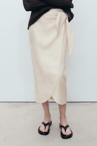 Jupe paréo lin - Gris clair