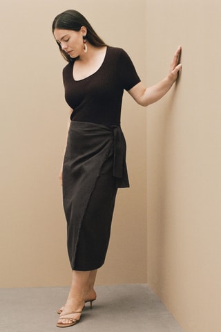 Jupe paréo lin - Noir