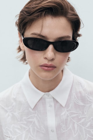 Chemise oversize brodée - Blanc cassé