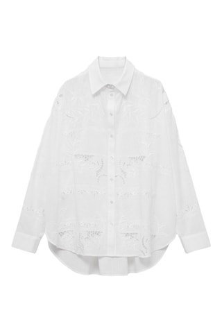 Chemise oversize brodée - Blanc cassé