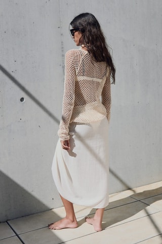 Pull crochet manches longues - Ecru