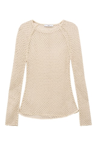 Pull crochet manches longues - Ecru