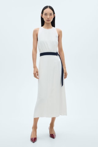 Robe ceinture contrastante - Blanc