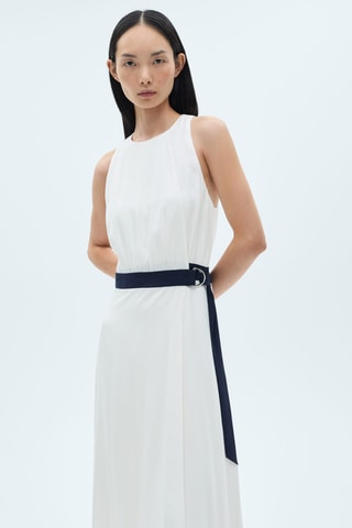 Robe ceinture contrastante - Blanc