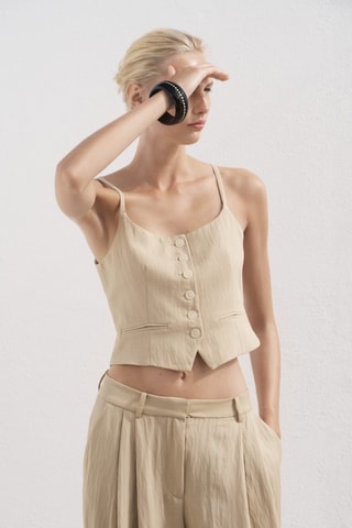 Pantalon de costume droit taille normale - Beige