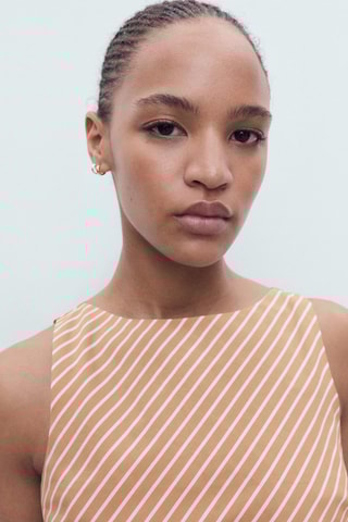 Top en coton asymétrique à rayures - Marron