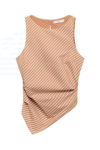 Top en coton asymétrique à rayures - Marron