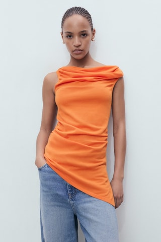 Top en maille drapé - Orange