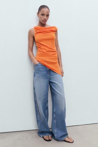 Top en maille drapé - Orange