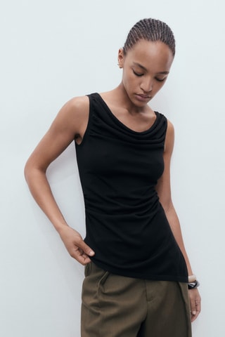 Top en maille drapé - Noir