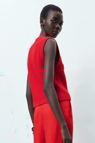 Gilet maille épaisse boutons - Rouge