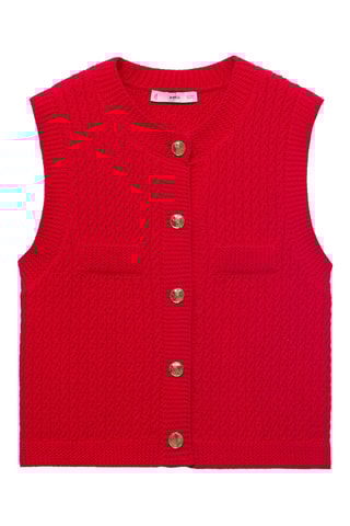 Gilet maille épaisse boutons - Rouge