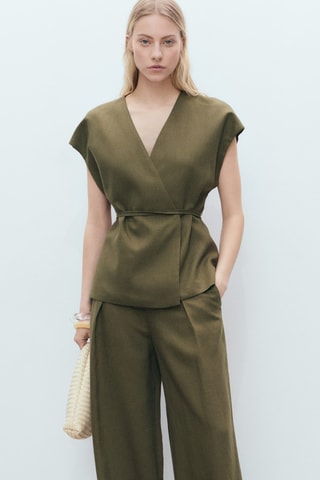 Haut croisé en lyocell - Kaki