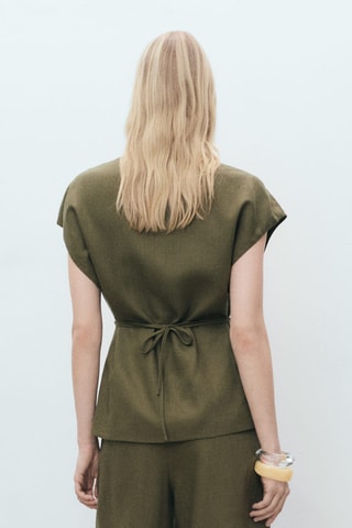 Haut croisé en lyocell - Kaki