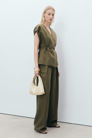 Haut croisé en lyocell - Kaki