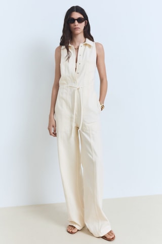 Combi-pantalon denim - Ecru