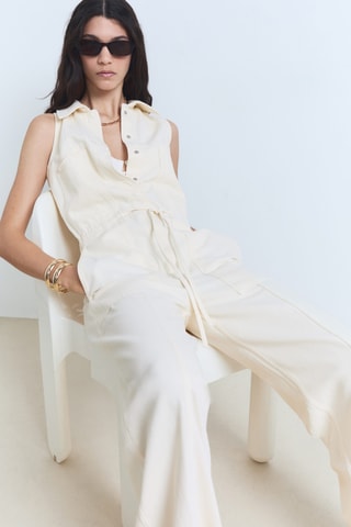 Combi-pantalon denim - Ecru