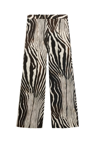 Pantalon lin imprimé zèbre - Chocolat