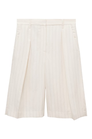 Bermuda à rayures en lin mélangé - Blanc cassé