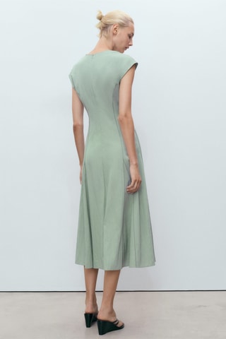 Robe col V avec coutures - Vert