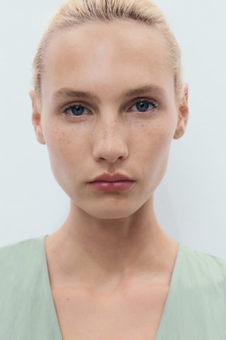 Robe col V avec coutures - Vert