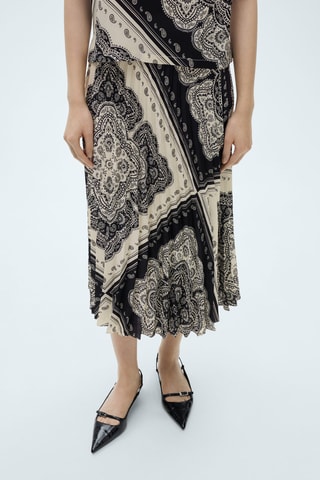 Jupe plissée en imprimé cachemire - Bleu