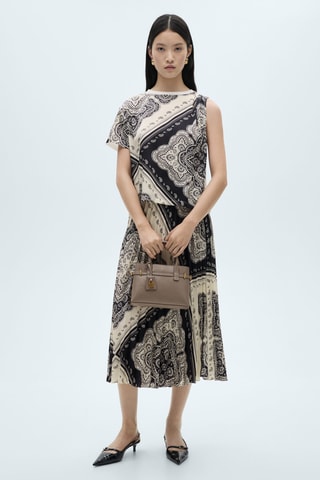 Jupe plissée en imprimé cachemire - Bleu