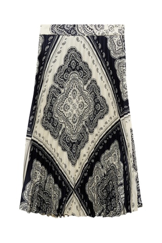 Jupe plissée en imprimé cachemire - Bleu