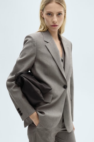 Blazer droit avec poches à rabat - Gris